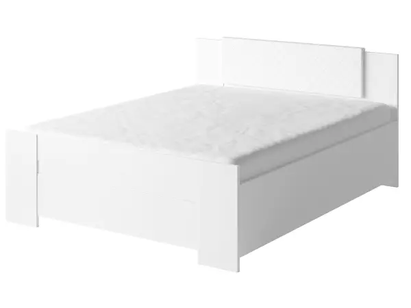 BONA białe łóżko z pojemnikiem i zagłówkiem